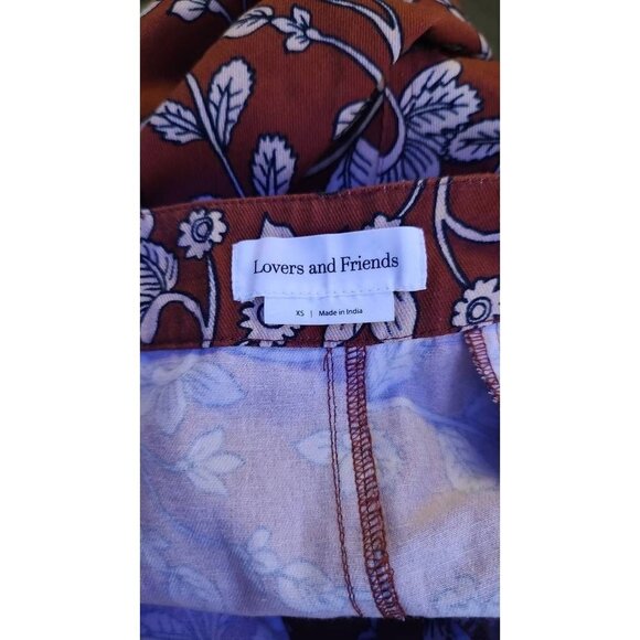 *lovers + Friends Womens Cropped Pants Red Floral High Rise Pockets XS New - Picture 4 of 10